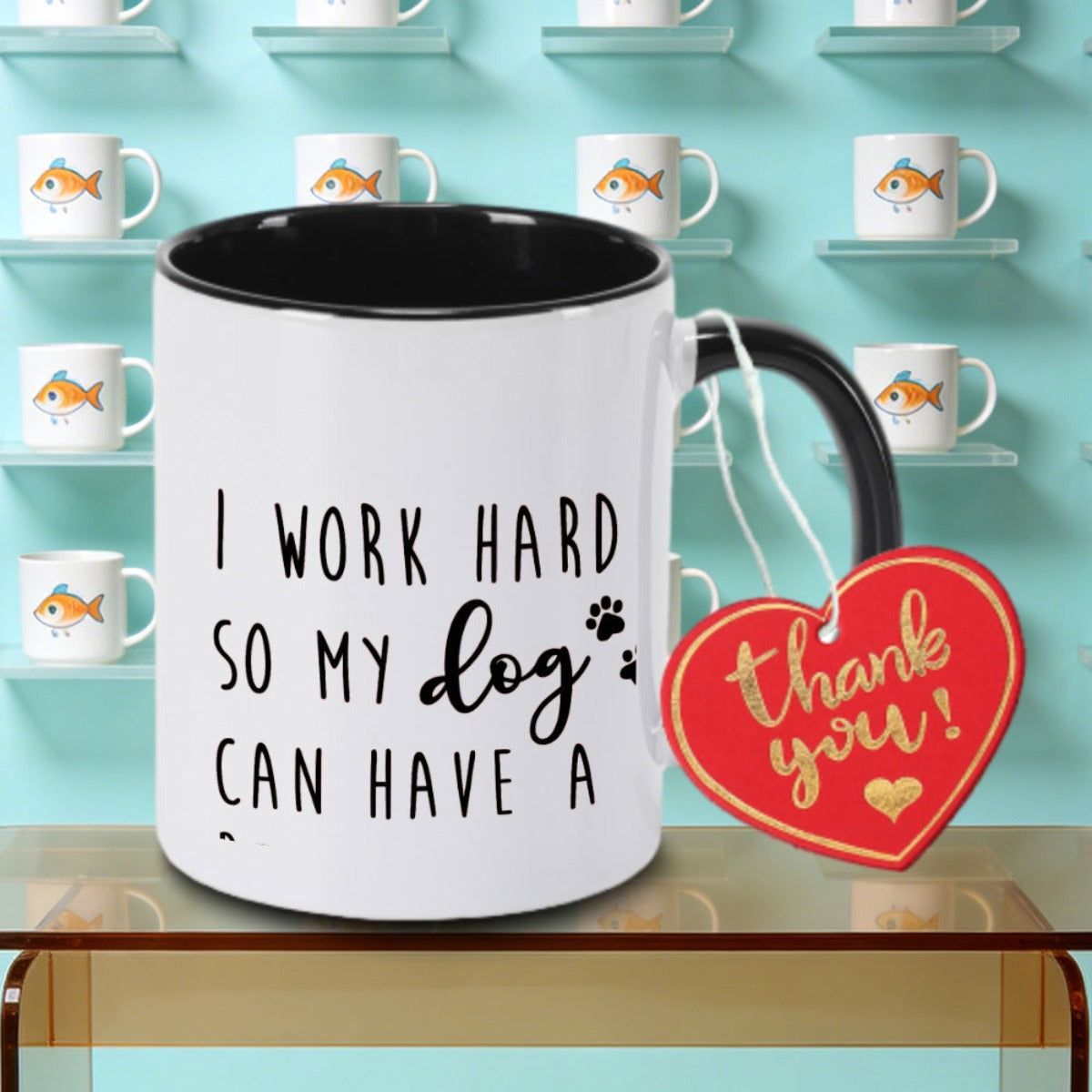 Tailorly Black Accent 11 oz Mug - This Ceramic Coffee Mug Features That Expresses to Providing for Your Dog. Tea Milk Or Water During at