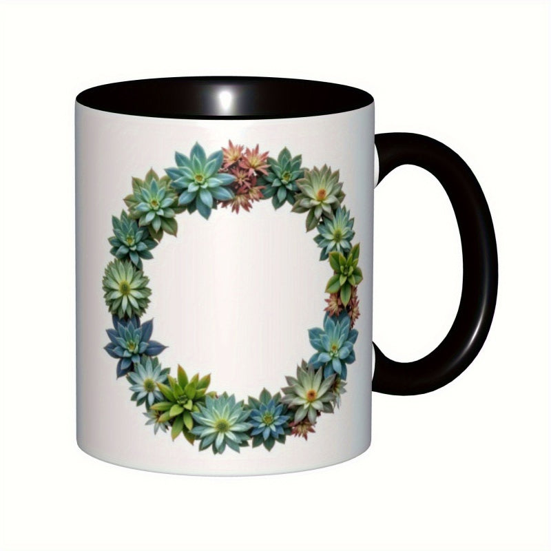 Tailorly Black Accent 11 oz Mug - two tone blue and white glossy pattern