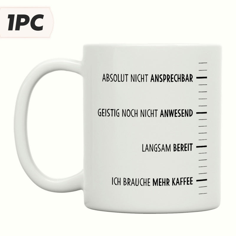 Tailorly White Ceramic 11 oz Mug - Minimalist White Ceramic With Coffee Level Measurement Scale Printed On Side Mug