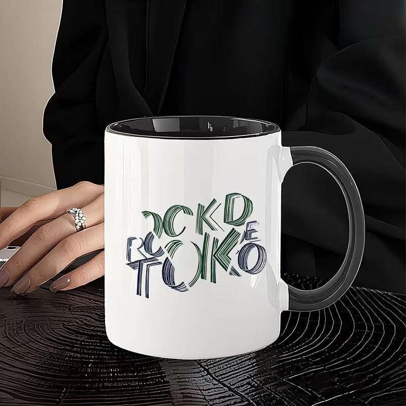 Tailorly Black Accent 11 oz Mug - Geometric stripe pattern