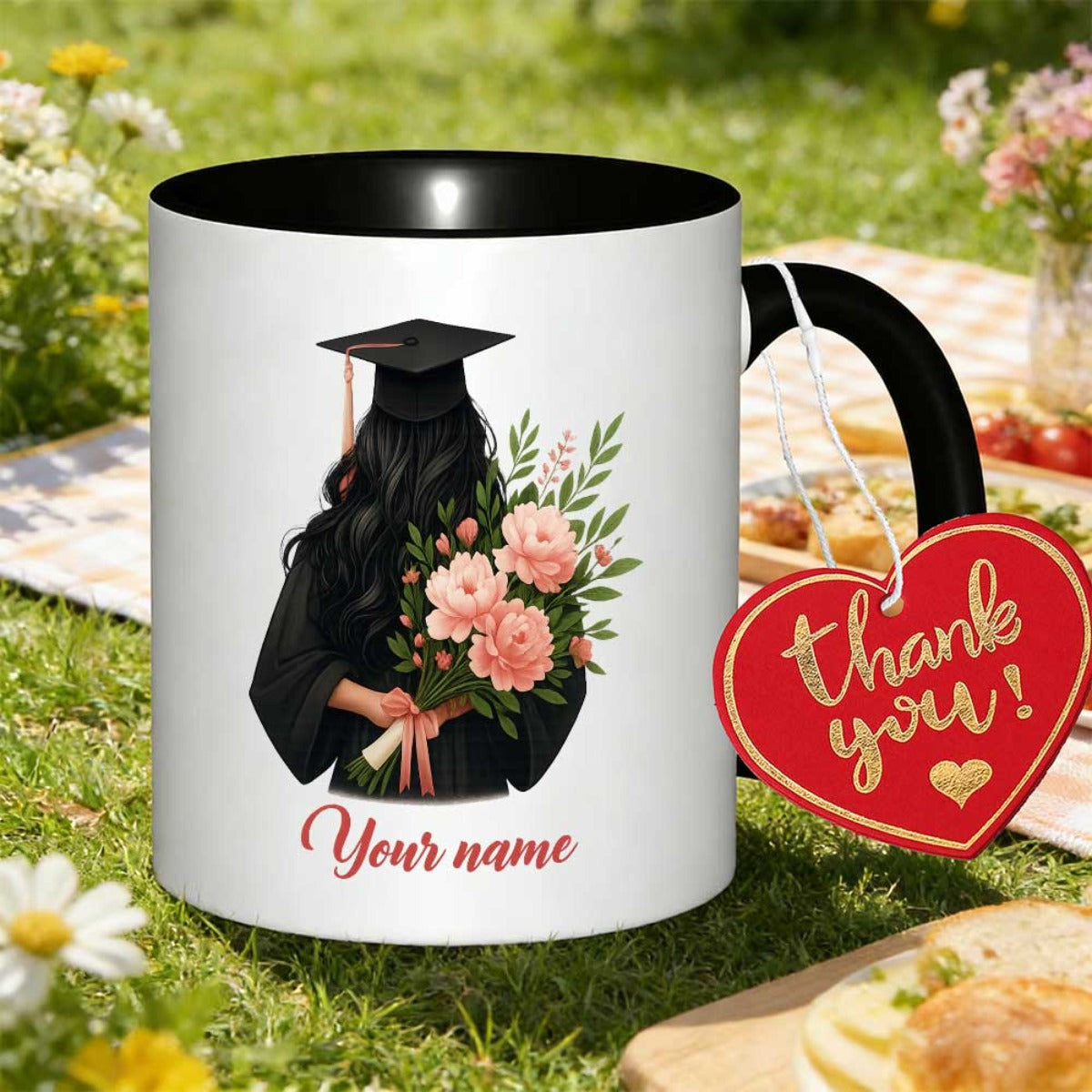 Tailorly Black Accent 11 oz Mug - graduation printed