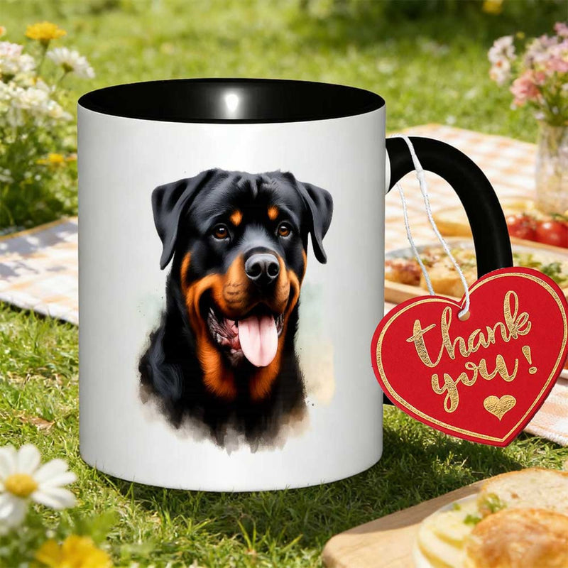 Tailorly Black Accent 11 oz Mug - rottweiler themed cultural design