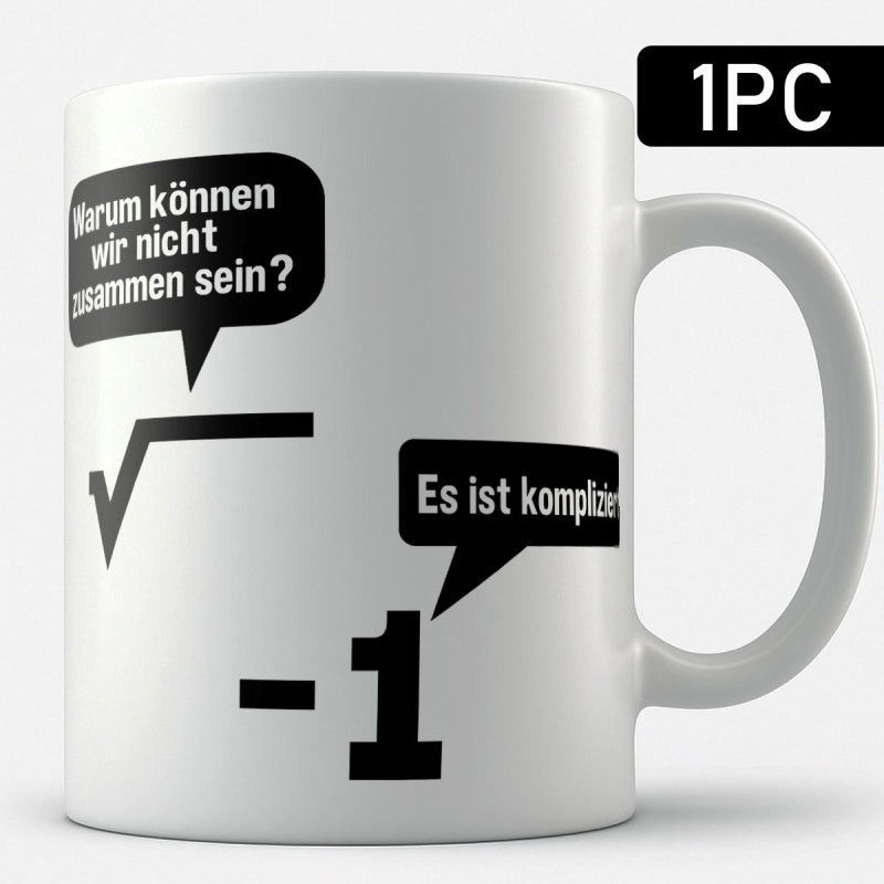 Tailorly White Ceramic 11 oz Mug - Minimalist Black Mathematical Equations Featuring Speech Bubbles With Clever Nerd Humor Mug