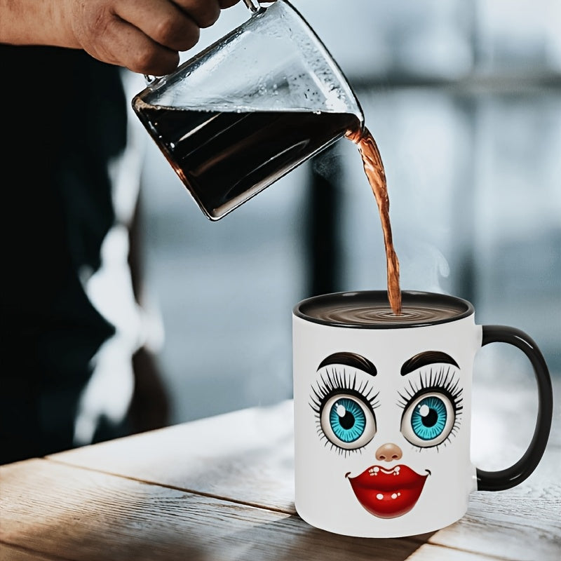 Tailorly Black Accent 11 oz Mug - coffee mug cute ceramic double sided printed 11oz white black two tone coffee cup for women men gift for birthday