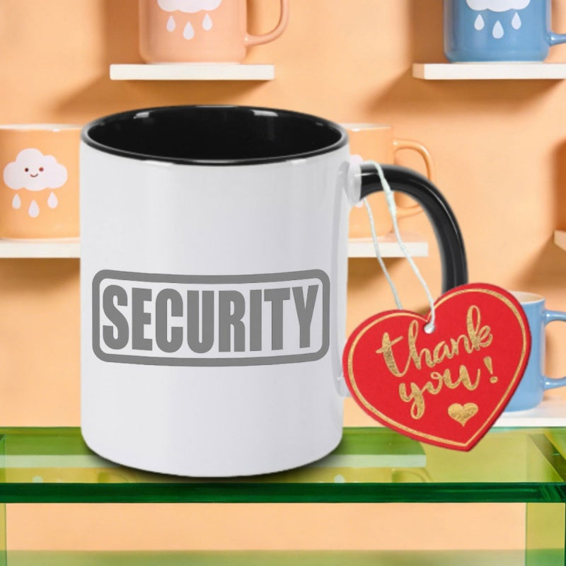 Tailorly Black Accent 11 oz Mug - securitywhite securityparties bouncics logo