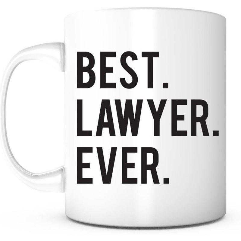 Tailorly White Ceramic 11 oz Mug - Best Lawyer Ever Minimalist Sleek White Ceramic Beverage Container With Bold Black Typography Lettering Mug