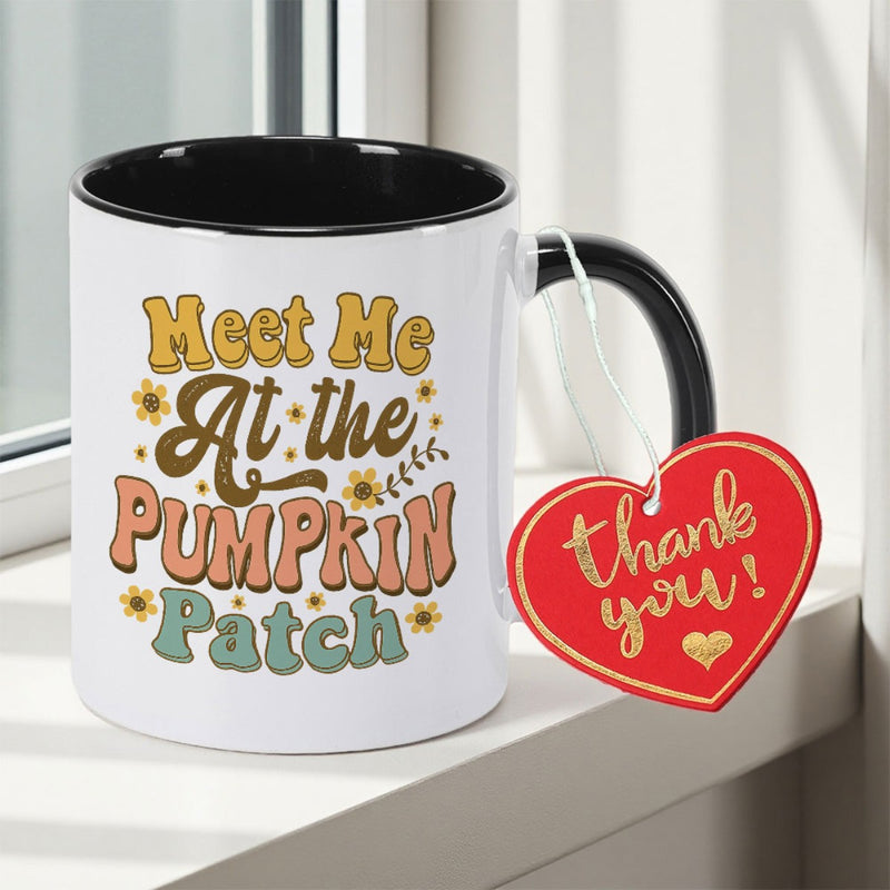 Tailorly Black Accent 11 oz Mug - Autumn Pumpkin Double-Sided Pumpkins