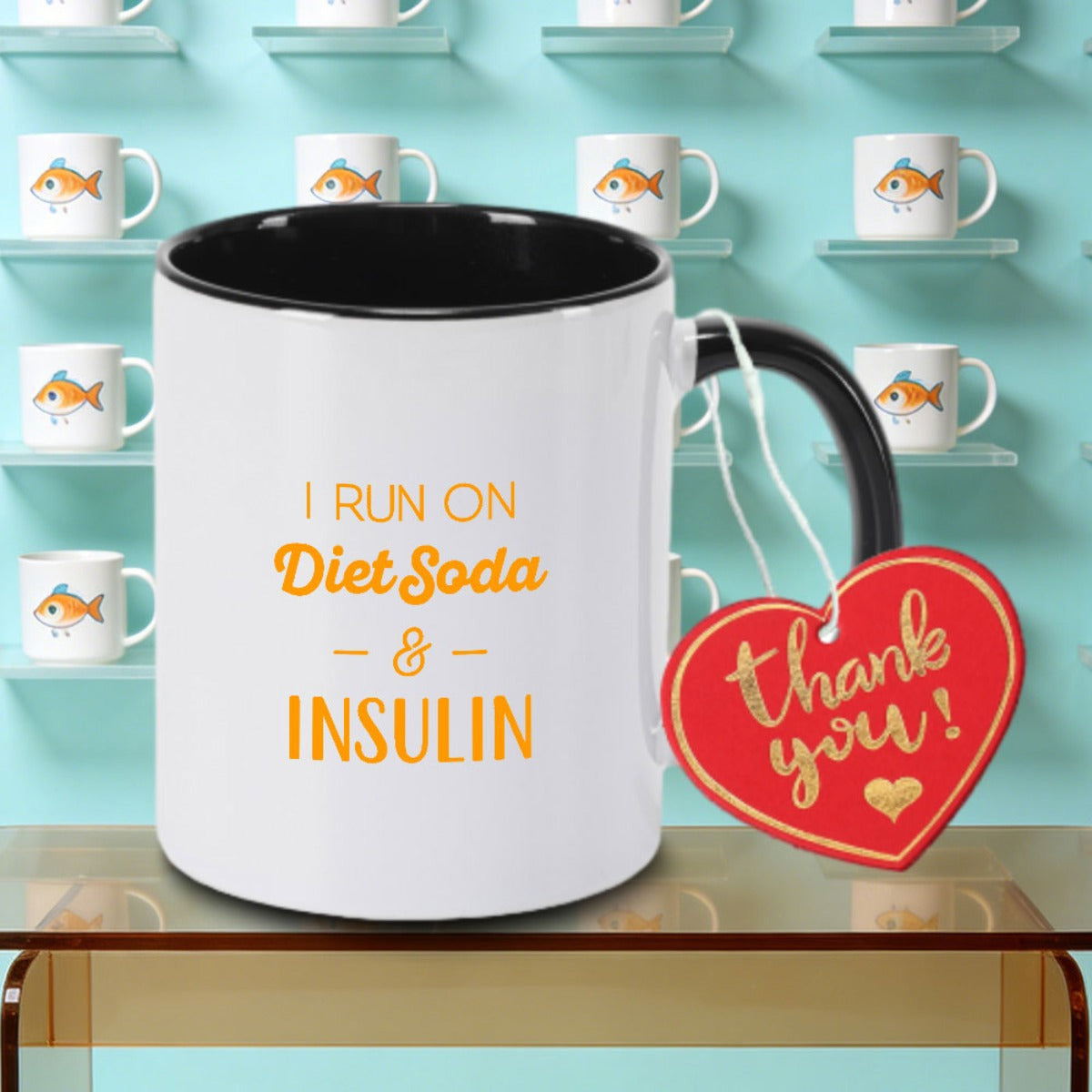 Tailorly Black Accent 11 oz Mug - Combo Lifeoptio Print Logo