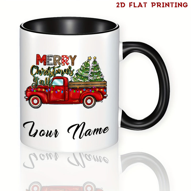 Tailorly Black Accent 11 oz Mug - text and message for holiday birthday christmas and special occasion