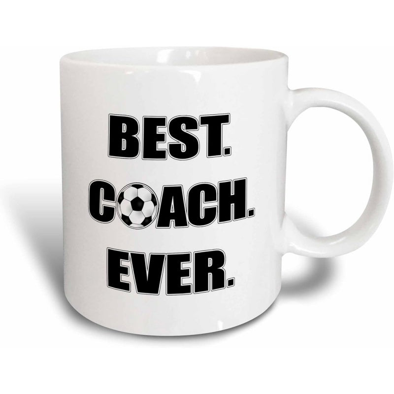 Tailorly White Ceramic 11 oz Mug - Best Coach Ever Bold Black Block Letters Featuring A Classic Patterned Sports Mug