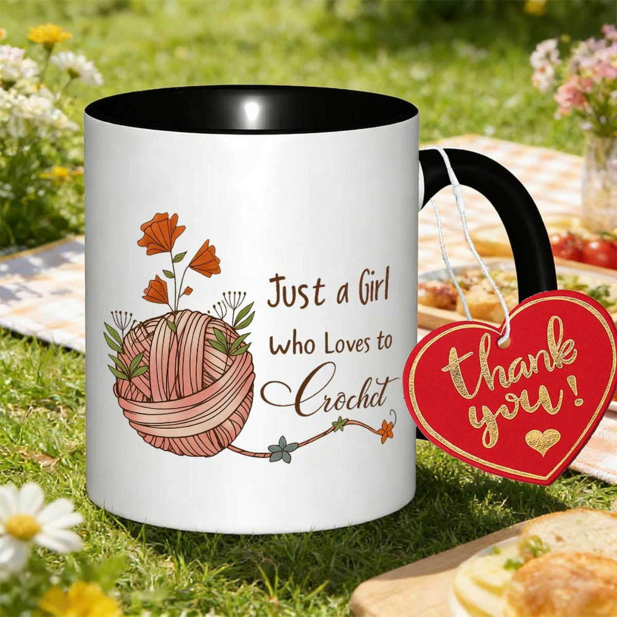 Tailorly Black Accent 11 oz Mug - crochet lovers design