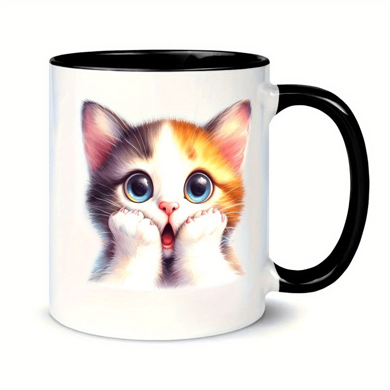 Tailorly Black Accent 11 oz Mug - hugging kitten