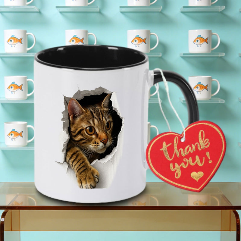Tailorly Black Accent 11 oz Mug - 1pc with 3D Ceramic Coffee Mug Coffee Cup Tea Mug Christmas Gift Reusable Can Hold Tea Milk Water During