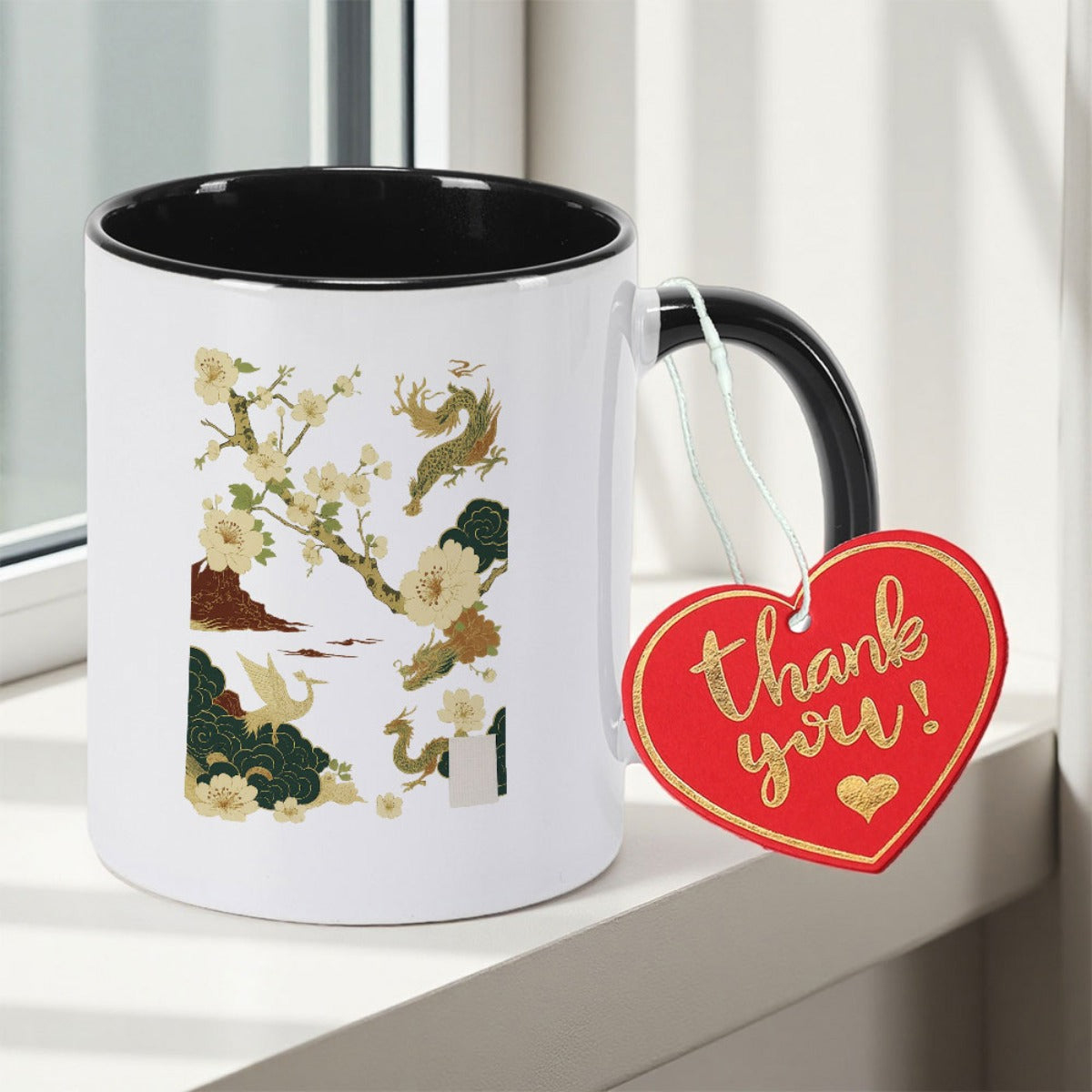 Tailorly Black Accent 11 oz Mug - Cloud pattern