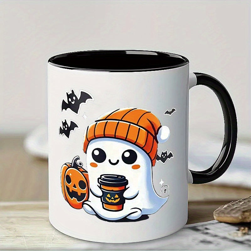 Tailorly Black Accent 11 oz Mug - cute knitted hat pumpkin