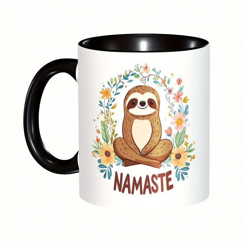Tailorly Black Accent 11 oz Mug - sloth illustration