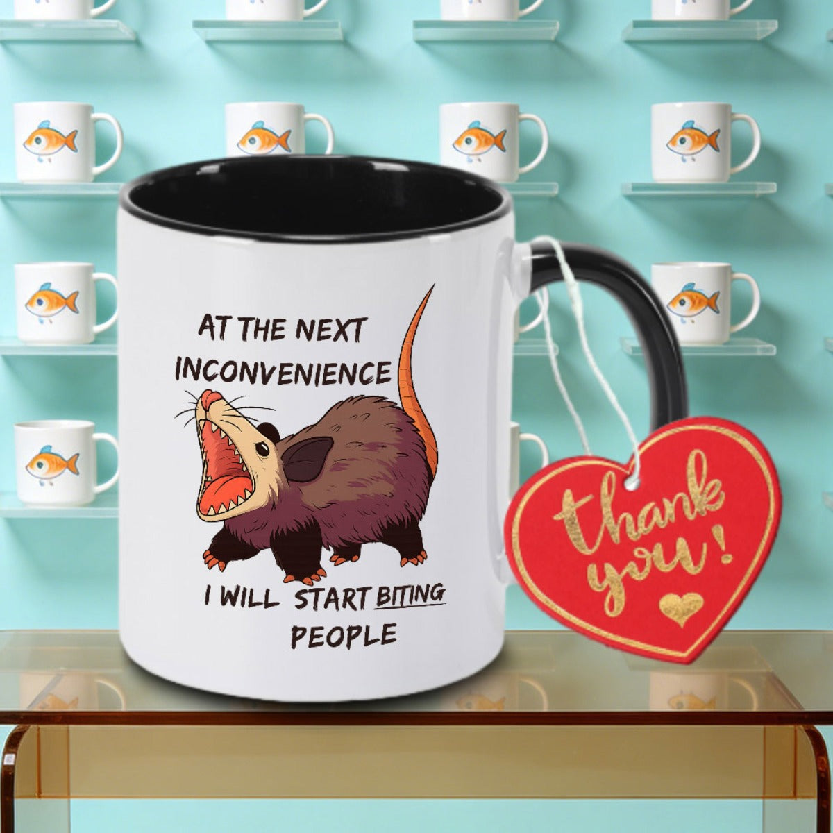 Tailorly Black Accent 11 oz Mug - Screaming Possum White Logo