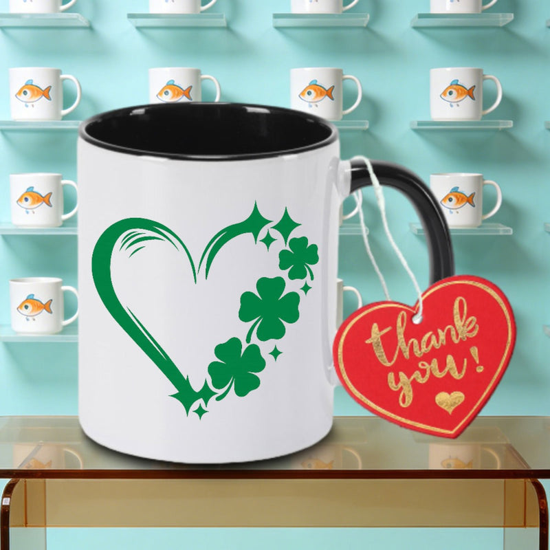 Tailorly Black Accent 11 oz Mug - heart-shaped design