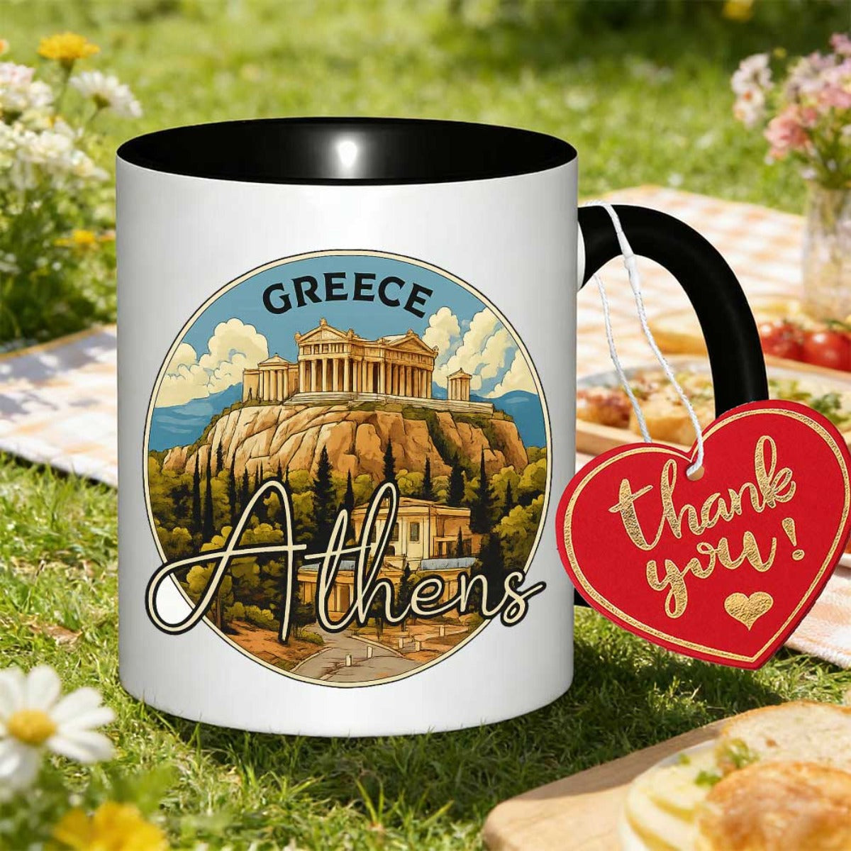 Tailorly Black Accent 11 oz Mug - greece vibrant graphic design