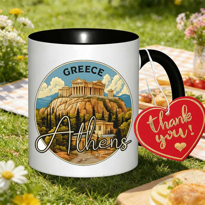 Tailorly Black Accent 11 oz Mug - greece vibrant graphic design