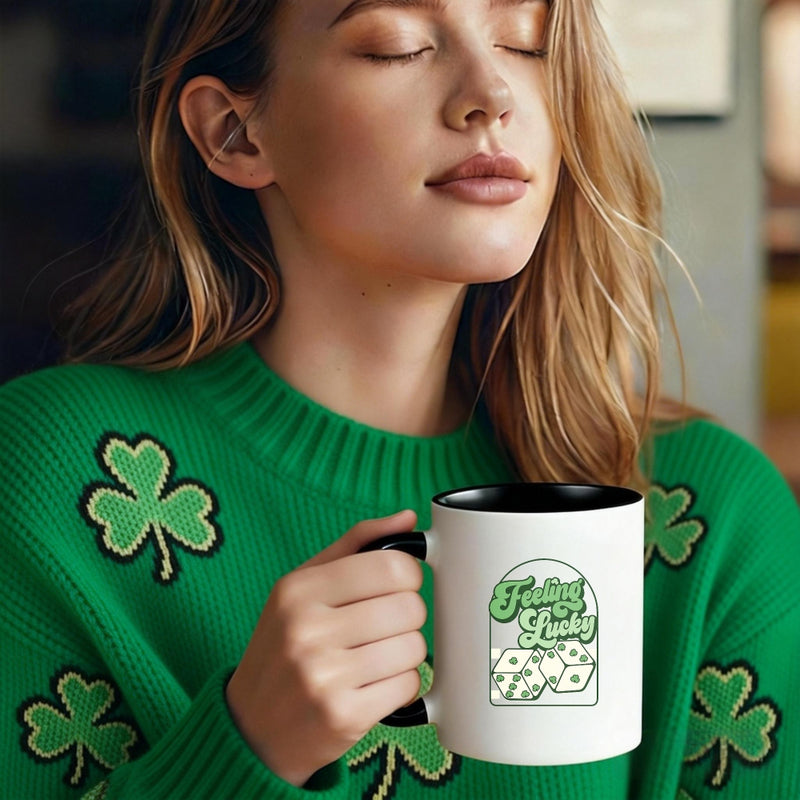 Tailorly Black Accent 11 oz Mug - dice pattern