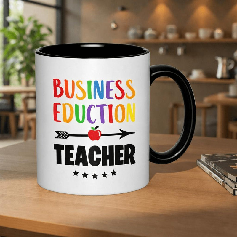 Tailorly Black Accent 11 oz Mug - rainbow arrow stars gift for educators