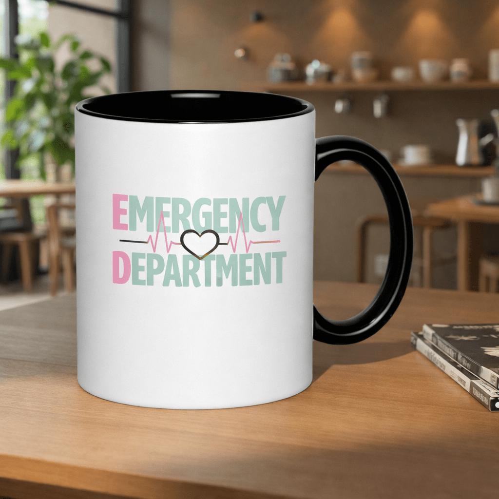 Tailorly Black Accent 11 oz Mug - emergency EKG print
