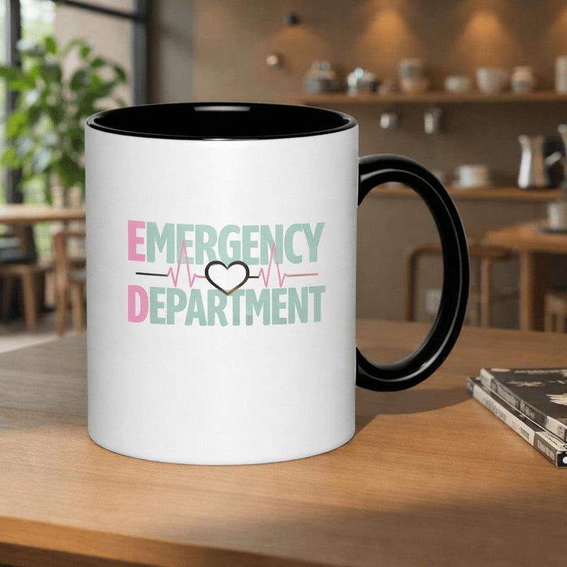 Tailorly Black Accent 11 oz Mug - emergency EKG print