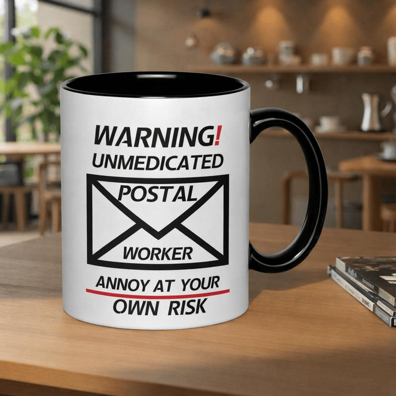 Tailorly Black Accent 11 oz Mug - warning unmedicated at your own
