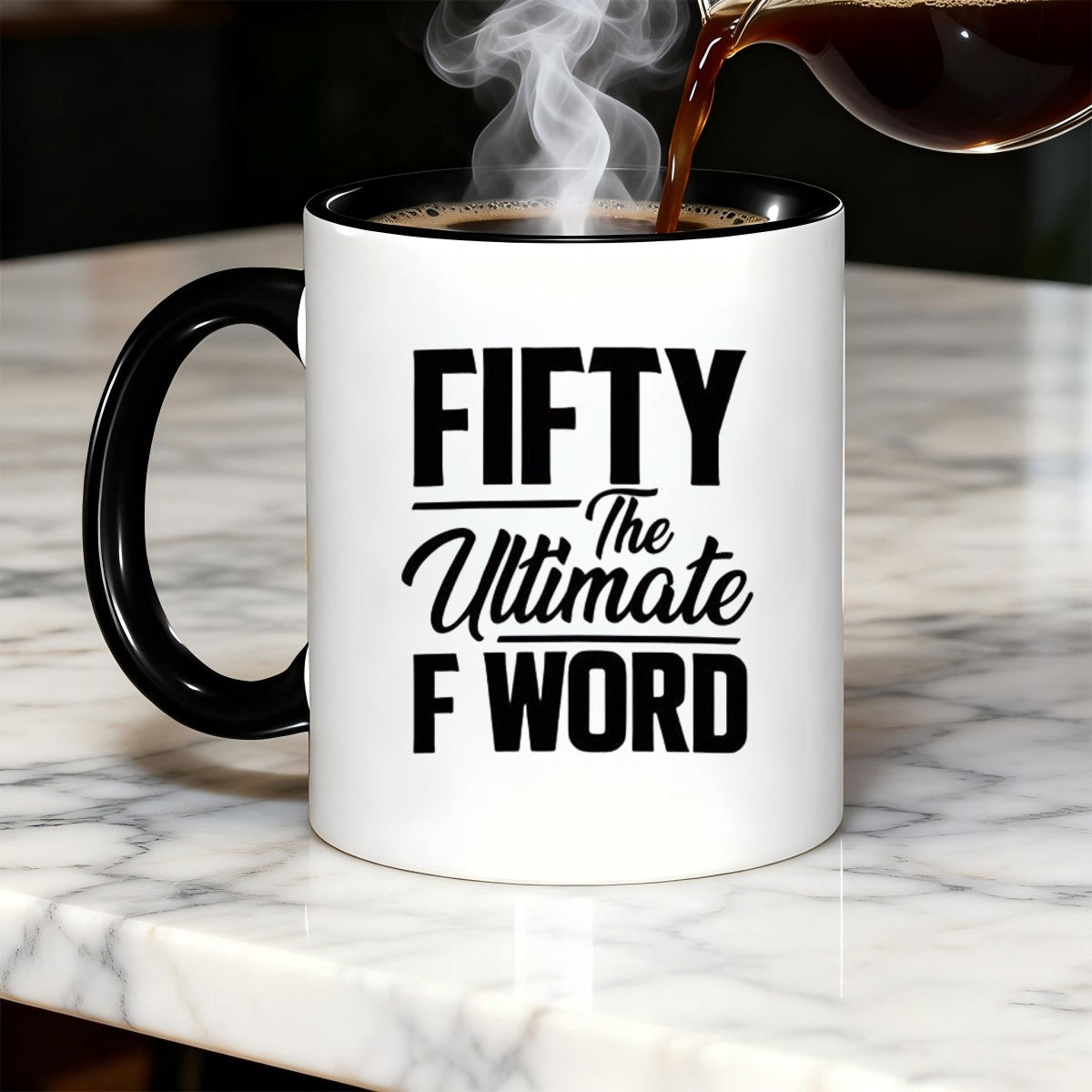 Tailorly Black Accent 11 oz Mug - Humorous Novelty Mug - 50 F a Ceramic Coffee Cup with Handle Office Or Home Gift Box 15Oz Cup Featuring a