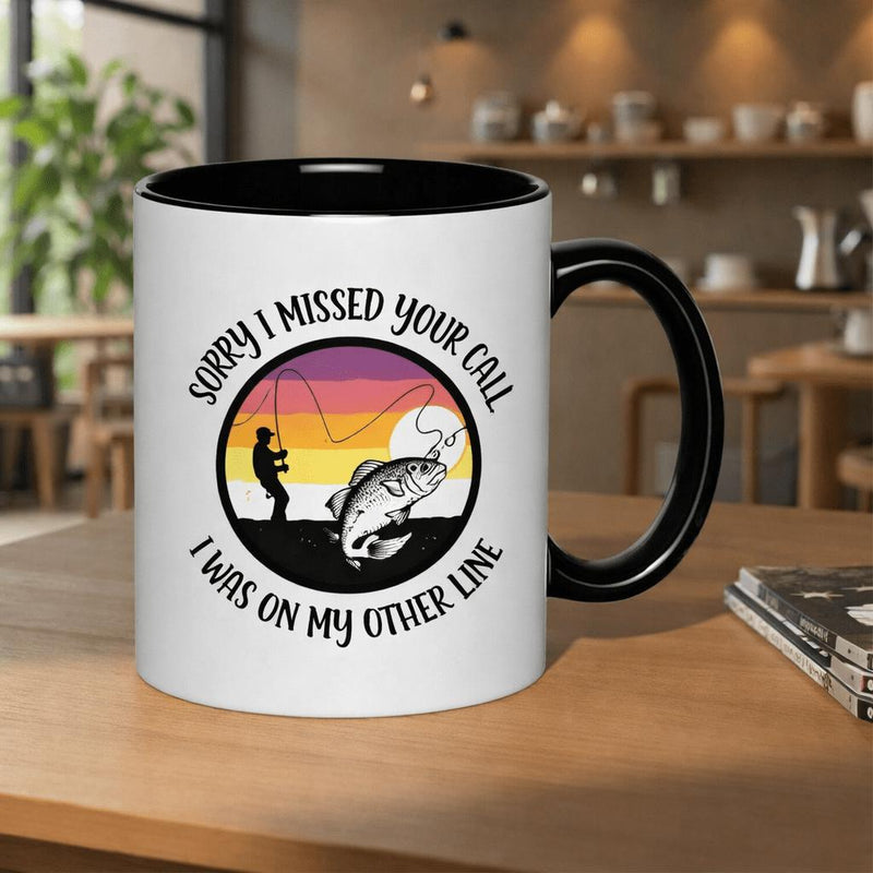 Tailorly Black Accent 11 oz Mug - sorry i was on my other line fishing text