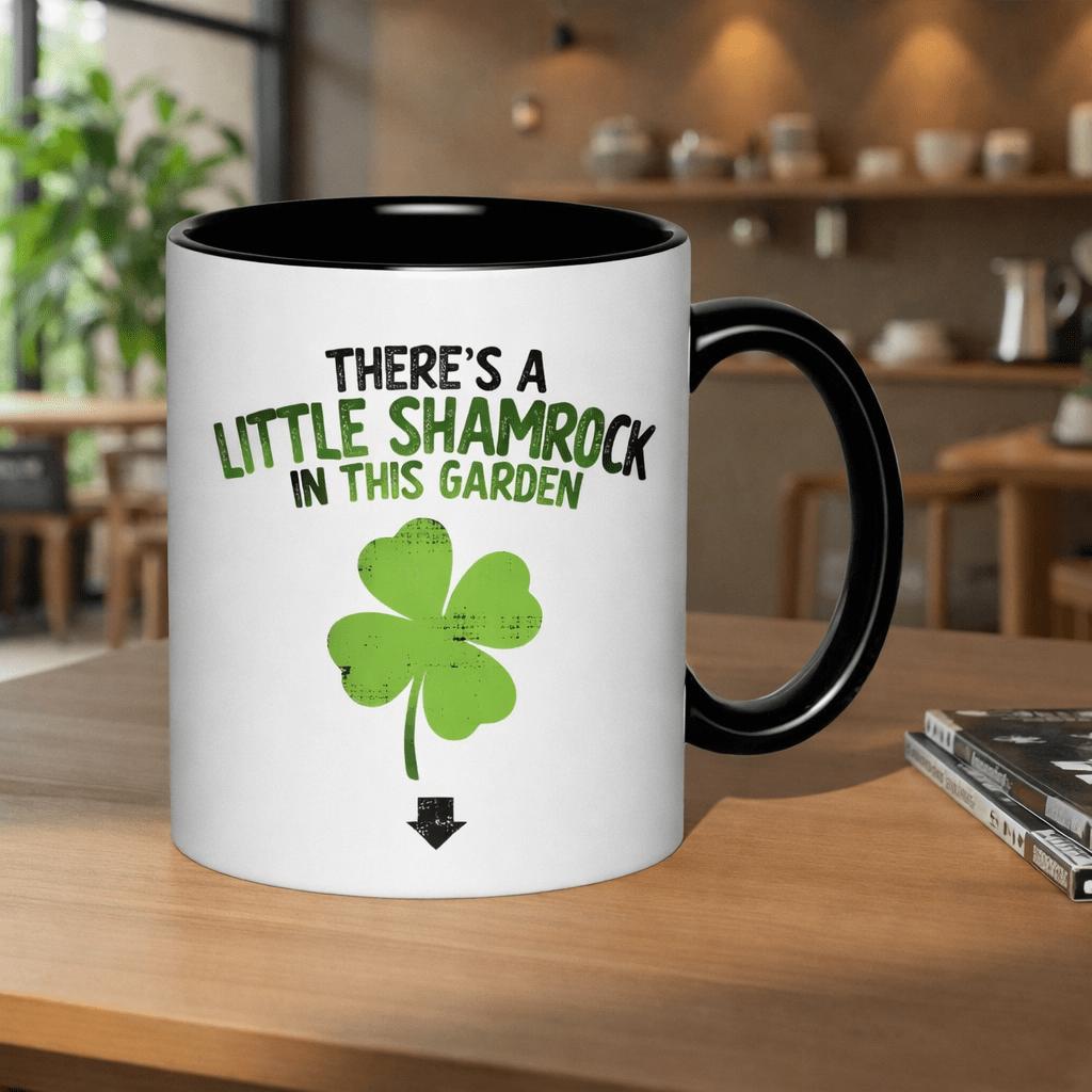 Tailorly Black Accent 11 oz Mug - a little shamrock in this garden
