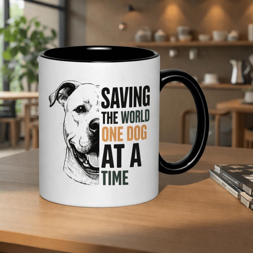 Tailorly Black Accent 11 oz Mug - saving the dog