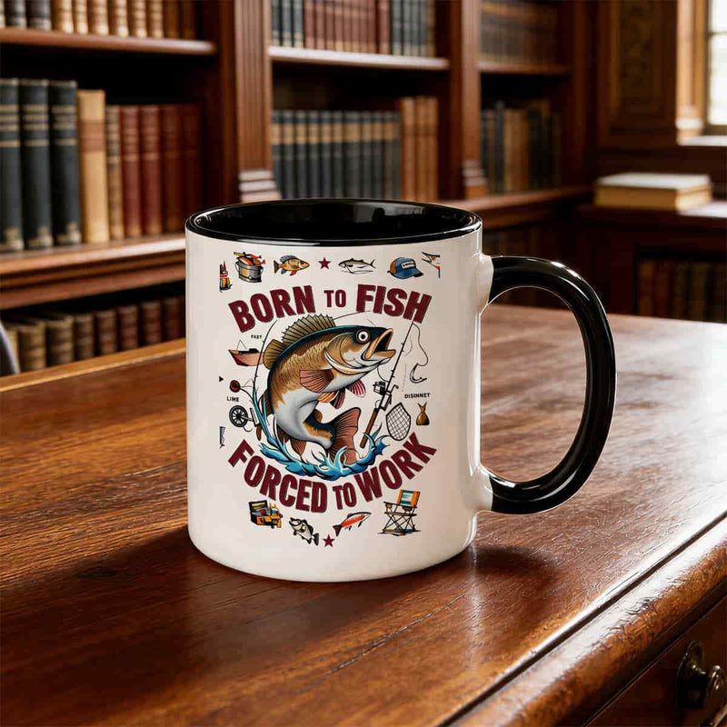 Tailorly Black Accent 11 oz Mug - fishing enthusiast design