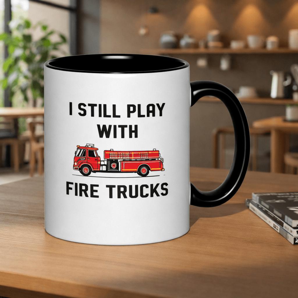 Tailorly Black Accent 11 oz Mug - trucks， firefighter， spooky， nurses