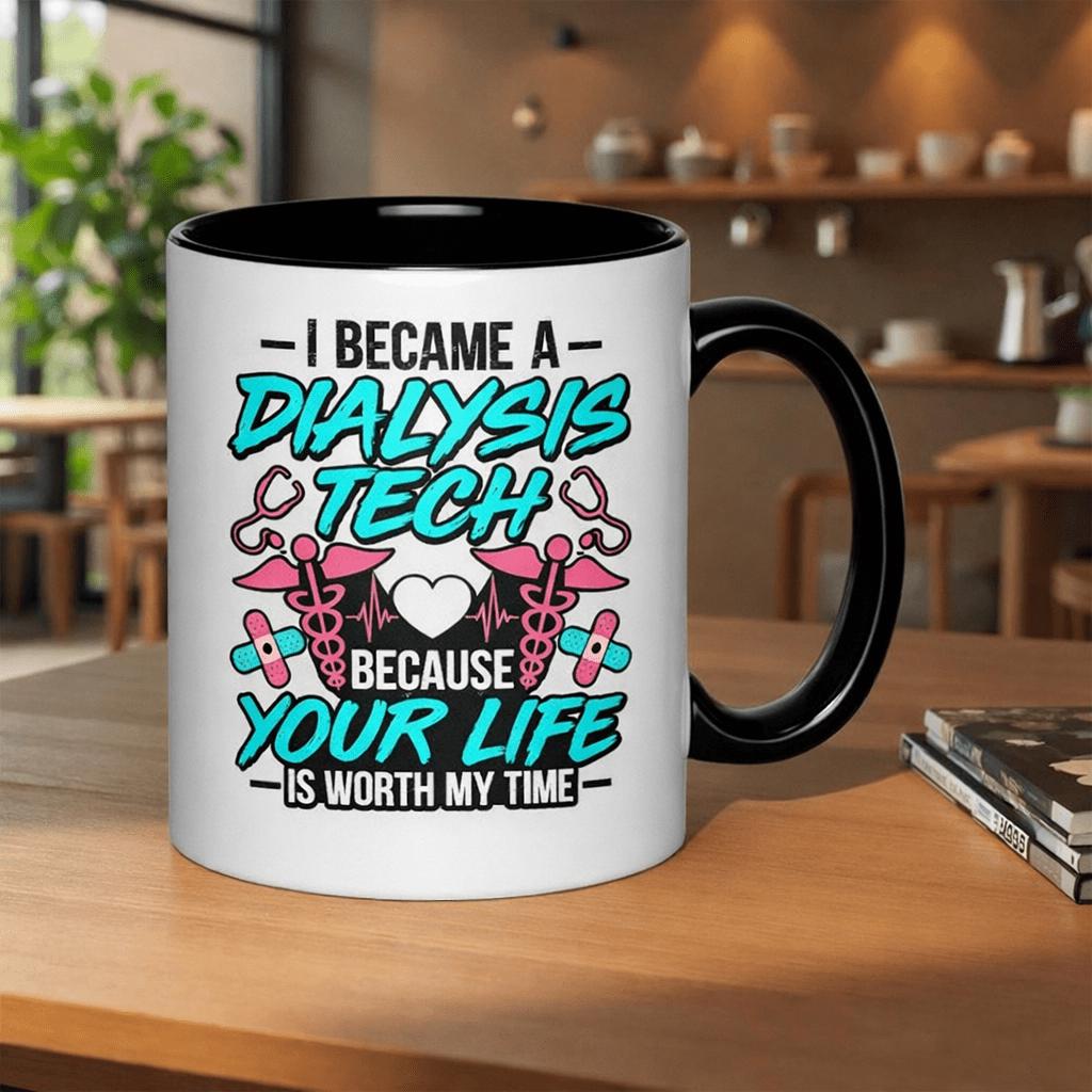 Tailorly Black Accent 11 oz Mug - "i to technician deserves my attention" text