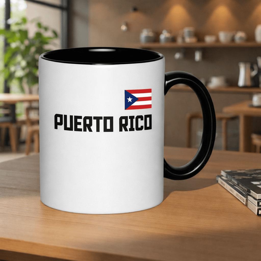 Tailorly Black Accent 11 oz Mug - puerto rican flag