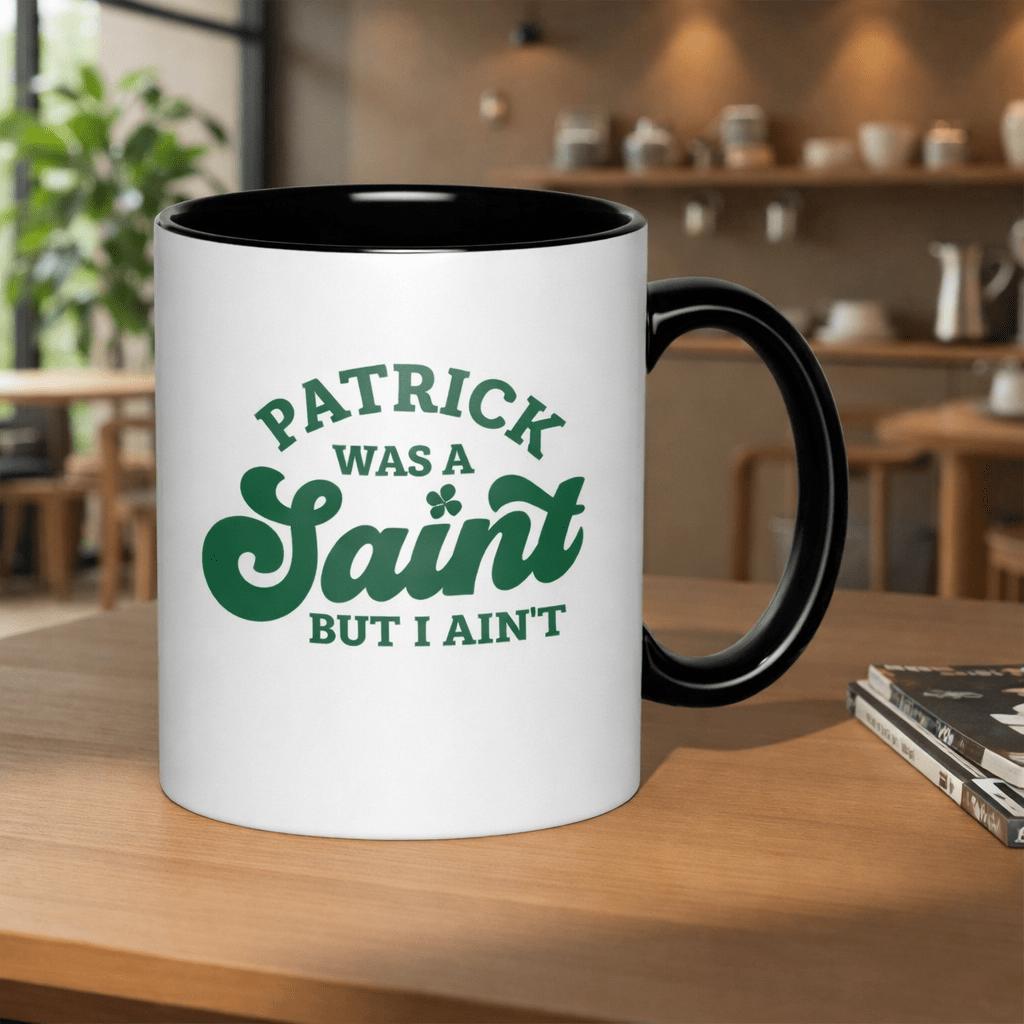 Tailorly Black Accent 11 oz Mug - patrick， holy figure， st patricks day text quirky design gifts or ou_3452db238b7946449bd2ce1b70f2c371
