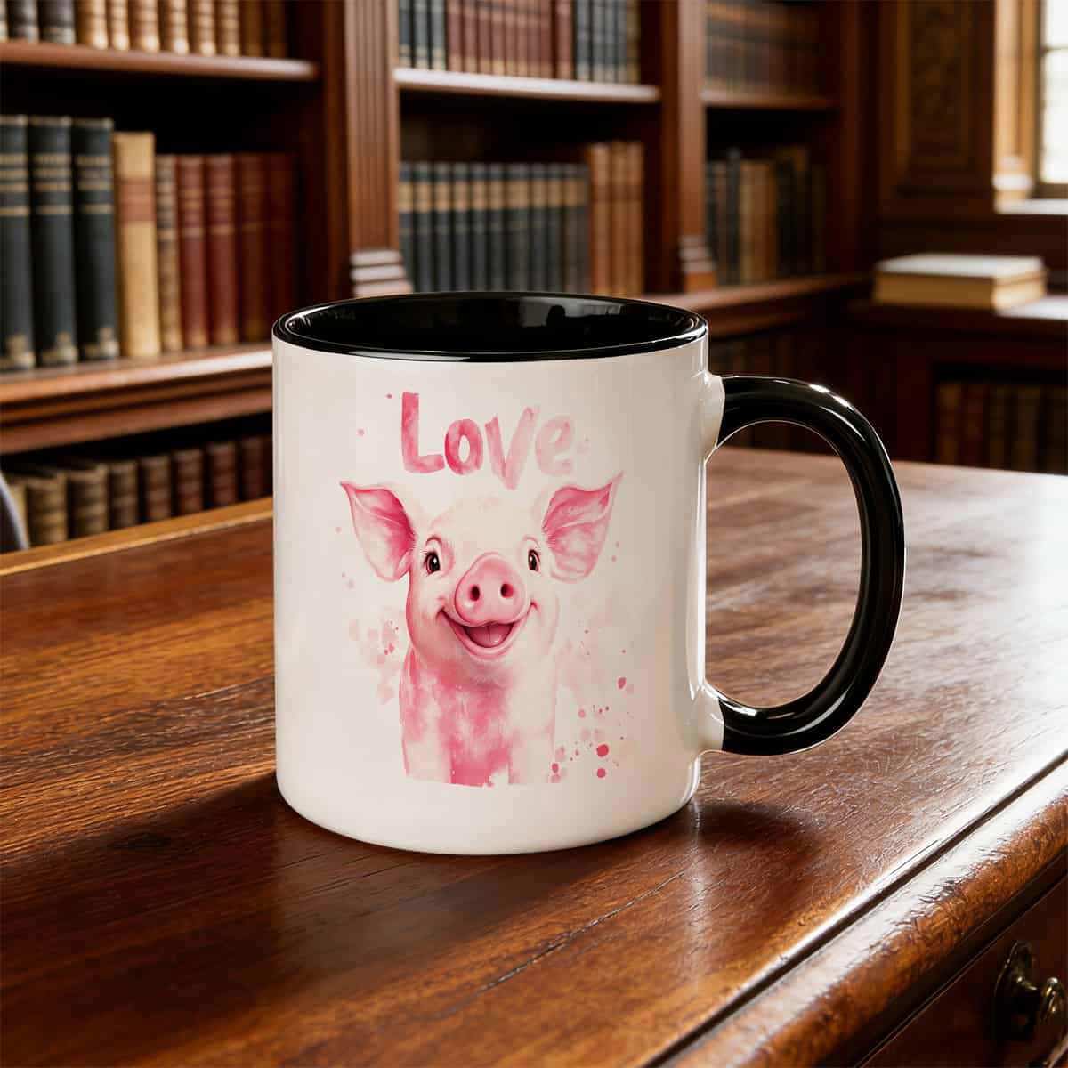 Tailorly Black Accent 11 oz Mug - pink hearts