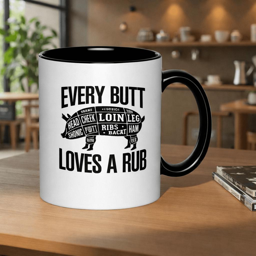 Tailorly Black Accent 11 oz Mug - butcher cut chart