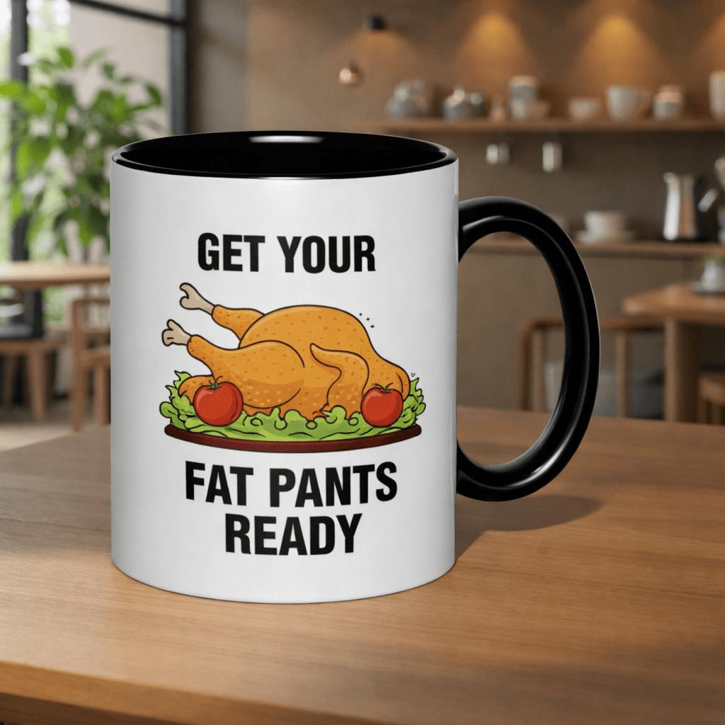 Tailorly Black Accent 11 oz Mug - get your fat pants ready for thanksgiving