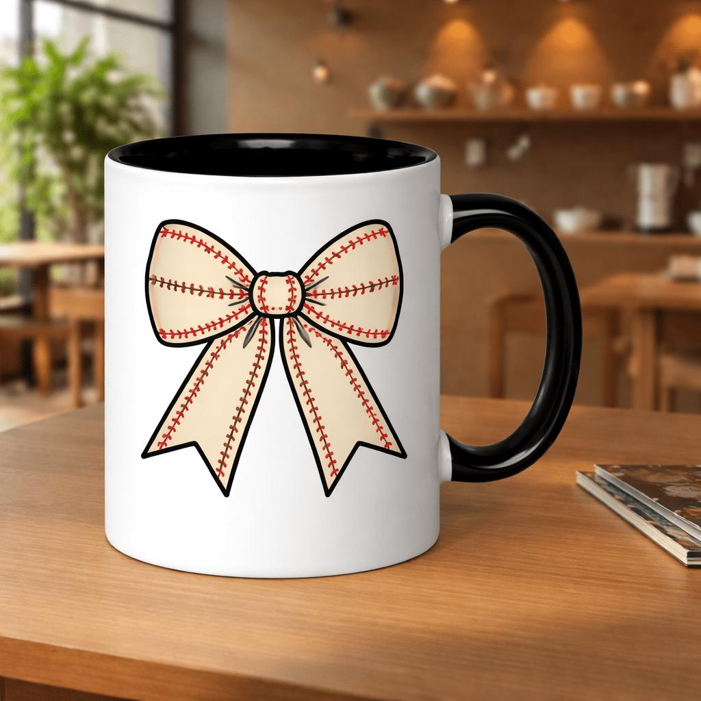 Tailorly Black Accent 11 oz Mug - baseball featuring stitching details 11oz printed ceramic mug 11oz printed ceramic mug themed ceramic coffee mug