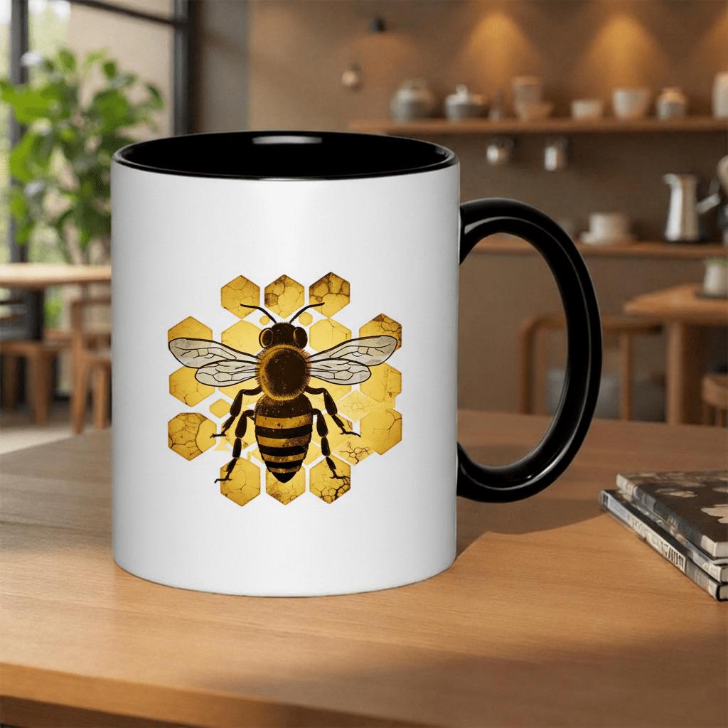 Tailorly Black Accent 11 oz Mug - honeycomb design
