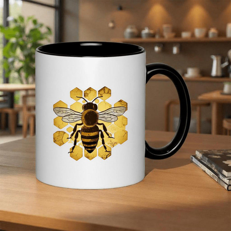 Tailorly Black Accent 11 oz Mug - honeycomb design
