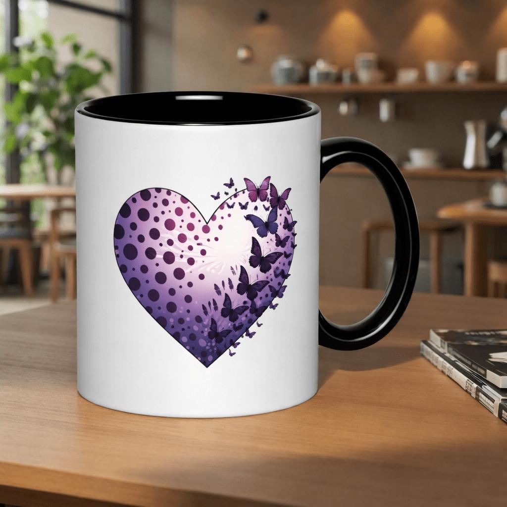 Tailorly Black Accent 11 oz Mug - purple heart swirl