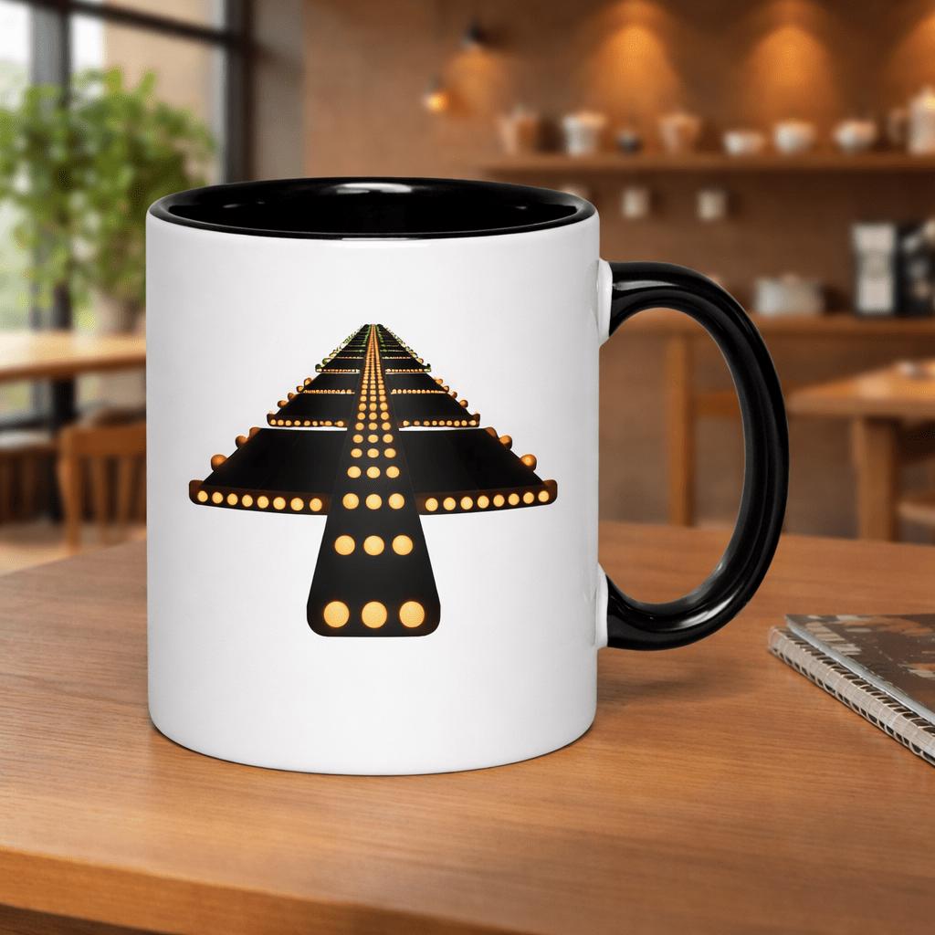 Tailorly Black Accent 11 oz Mug - lights on the airport stretch the sky this 11oz printed ceramic mug from food grade ceramic featuring a
