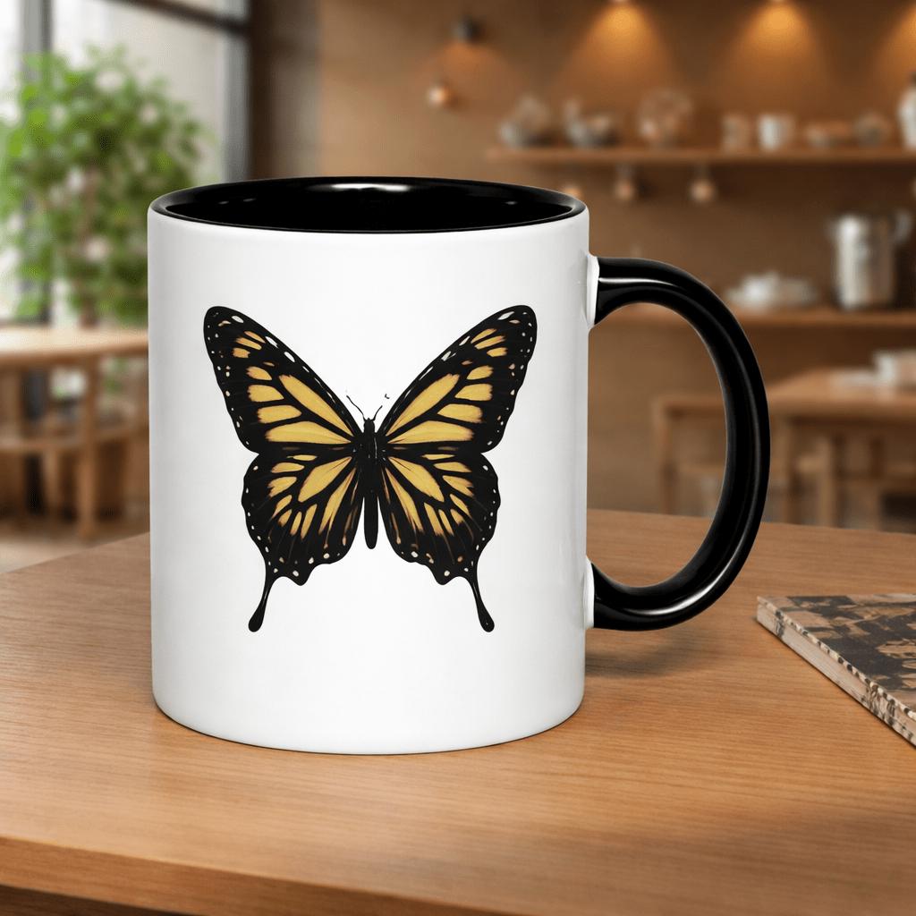 Tailorly Black Accent 11 oz Mug - intricate wing patterns