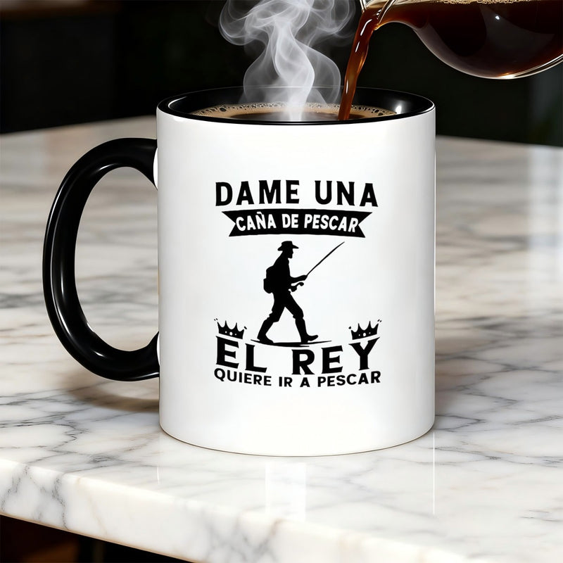 Tailorly Black Accent 11 oz Mug - fishing themed pattern