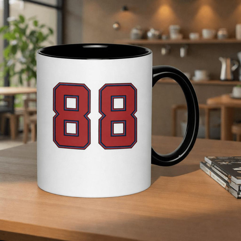 Tailorly Black Accent 11 oz Mug - 88 in red and blue