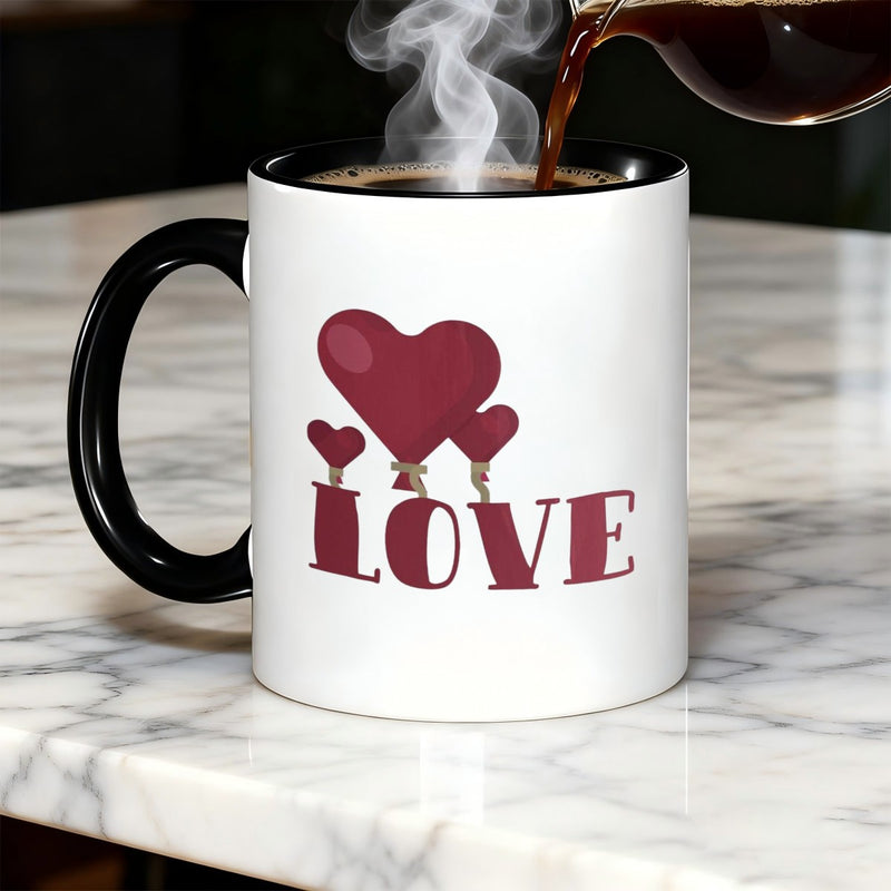 Tailorly Black Accent 11 oz Mug - modern minimalist ceramic coffee mug with rim dishwasher suitable for home office use comfortable handle cup for tea
